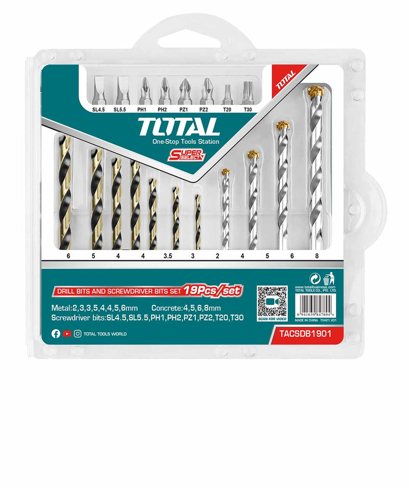 Total 19PCS drill bits & screwdriver bits set TACSDB1901