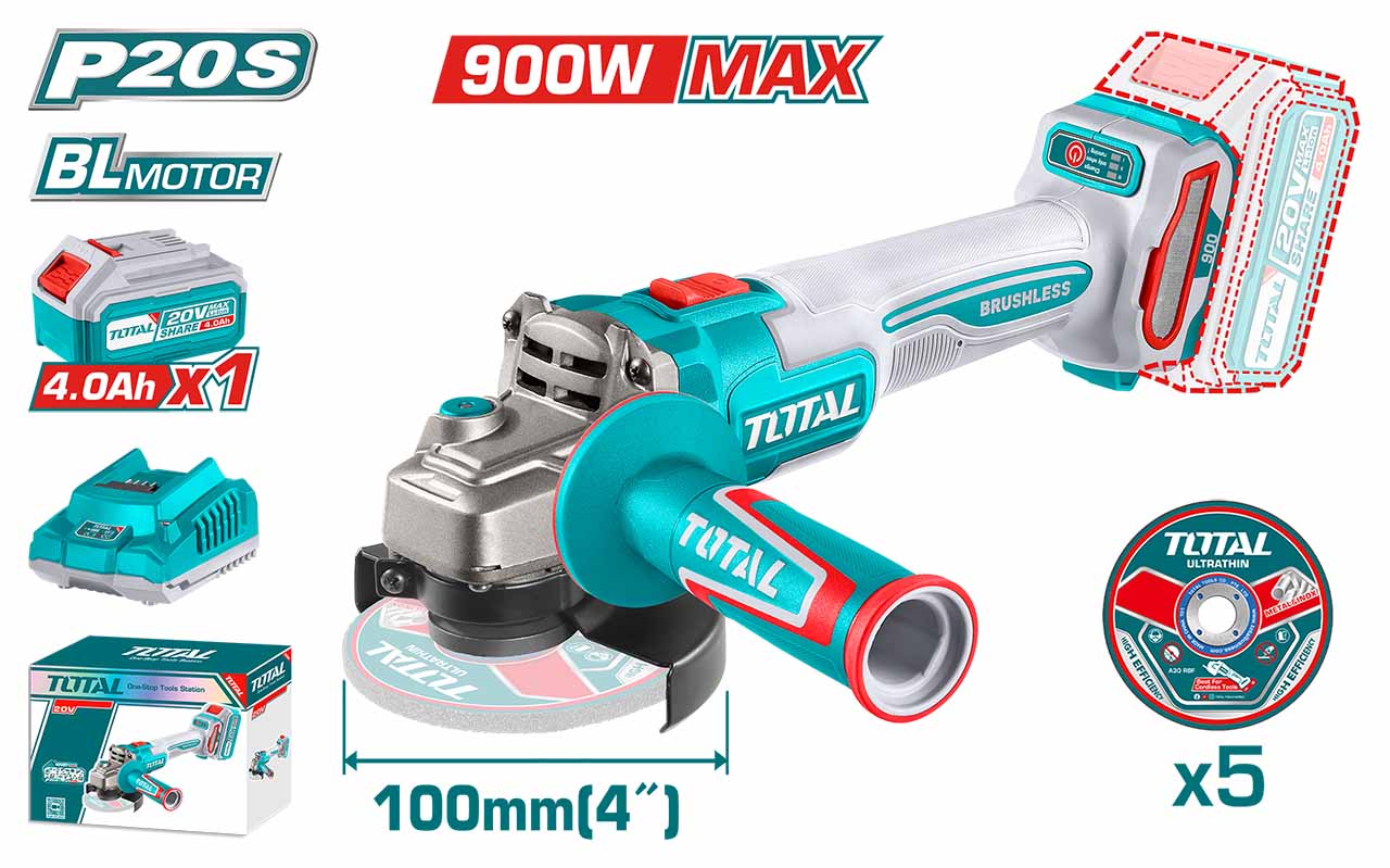 Total Cordless angle grinder TAGLI261021