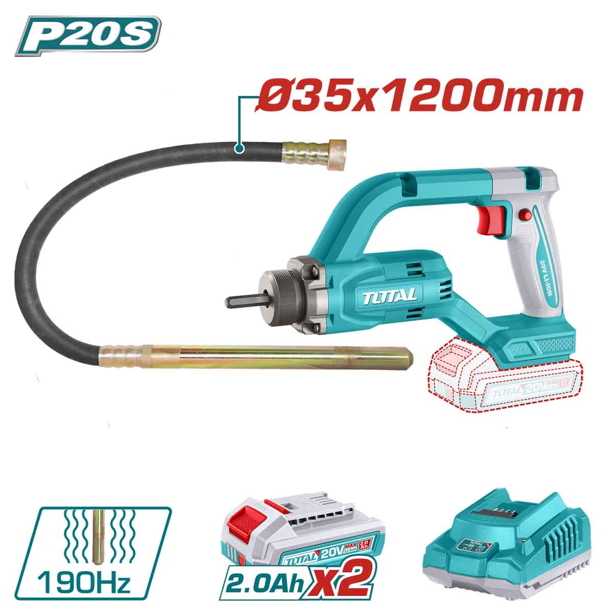 Total Cordless concrete vibrator TCVLI2025021