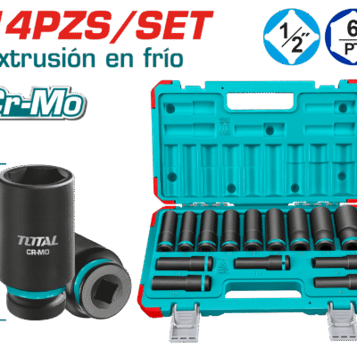 Total 14 Pcs 1/2"Dr. Deep impact socket set THKISD12143L