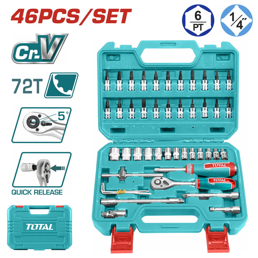 Total 46 Pcs 1/4" socket set THT141462
