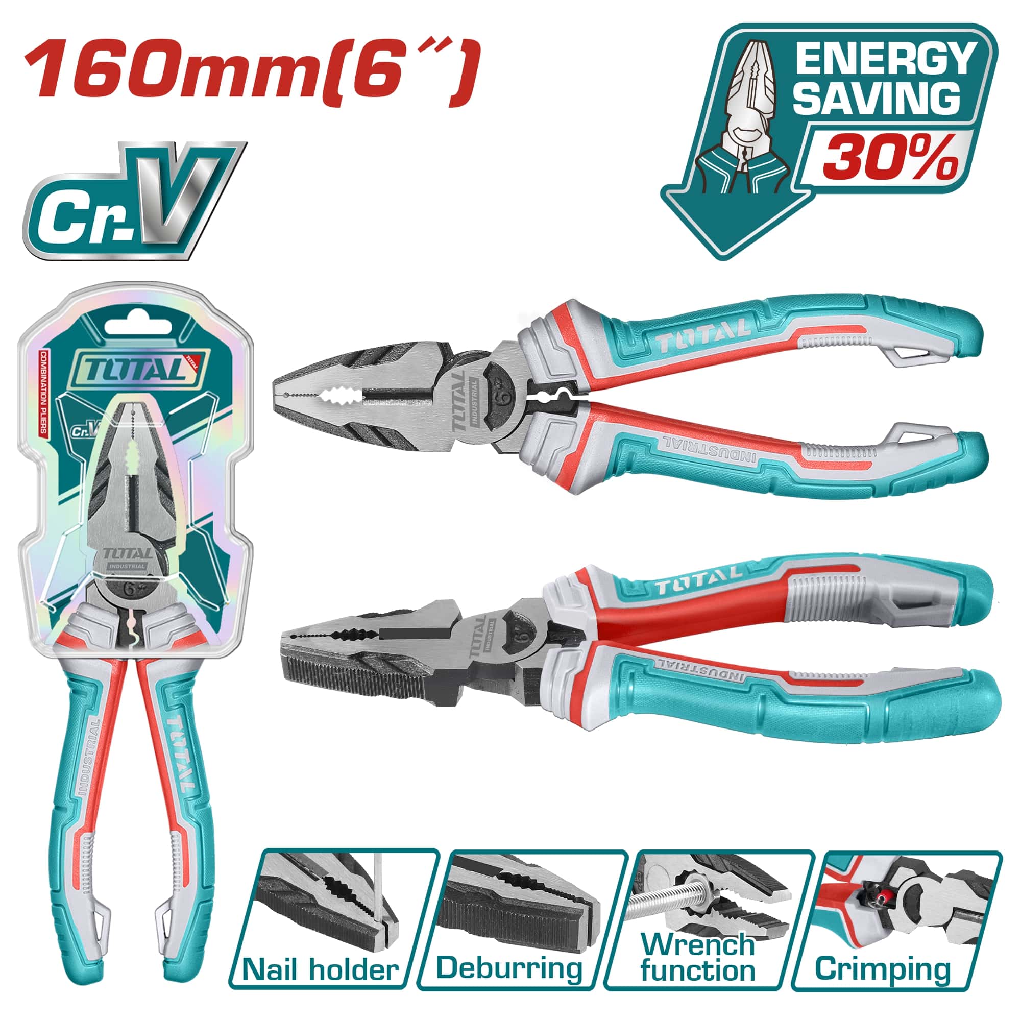 Total High Leverage Combination Pliers 6Inch THT210606S Total High Leverage Combination Pliers 6Inch THT210606S