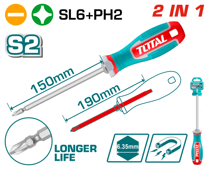 Total 2 In 1 screwdriver set THT250266