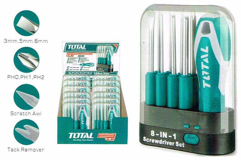 Total 9 Pcs interchangeable screwdriver set THT250906