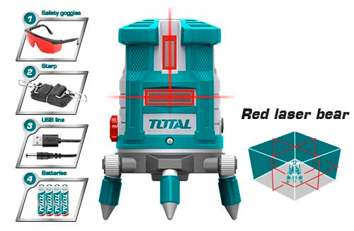 Total Self-Leveling Line Laser(Red laser beams) TLL306505