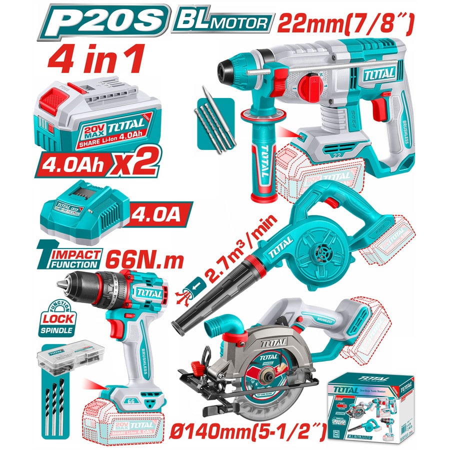 Total Cordless 4 pcs combo kit TOSLI250695