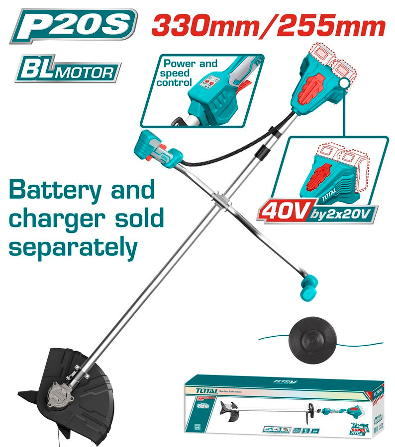 Total Lithium-Ion string trimmer and brush cutter 40V Brushless Motor