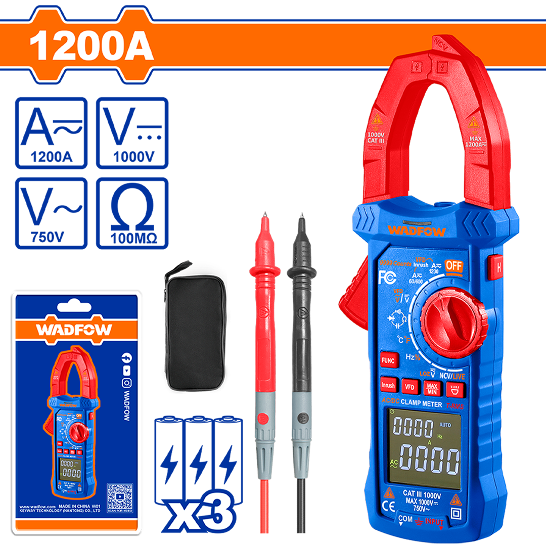 Wadfow Digital DC/AC Clamp Meter 600A WDM8602
