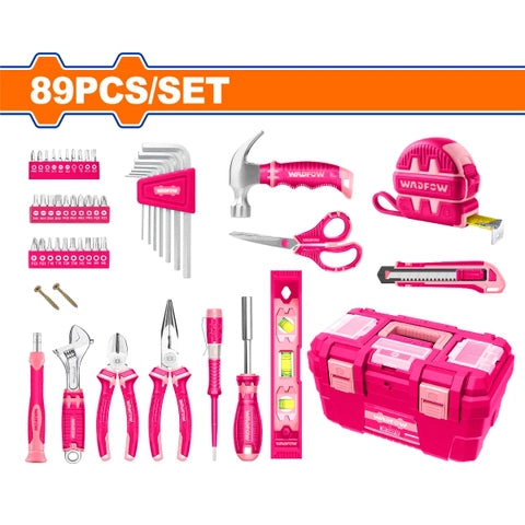 Wadfow 89 Pcs Pink hand tools set WHS3B89