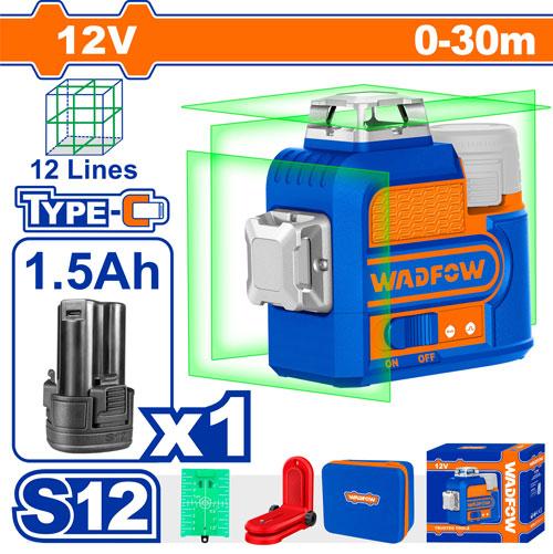 Wadfow Cordless 3D Green Laser Level 12V WLE8M12