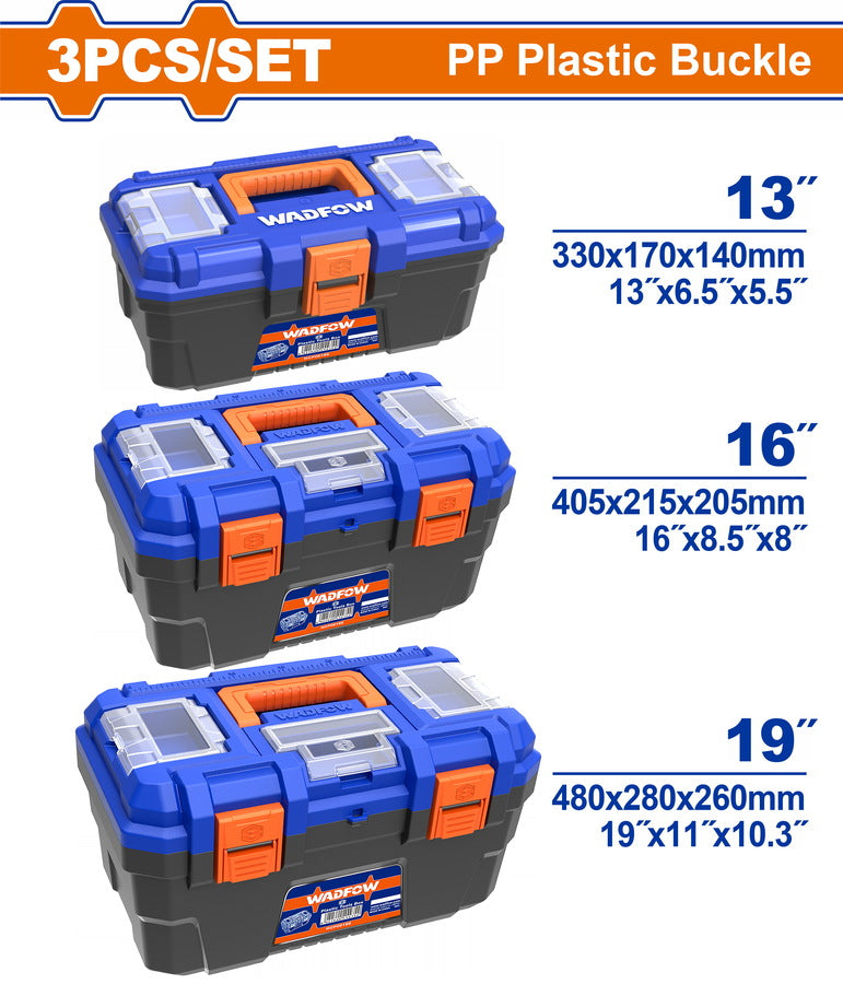 Wadfow 3 Pcs Plastic tool boxes set WTB2103