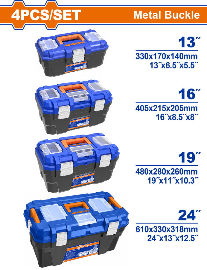 Wadfow 4 Pcs Plastic tool boxes set WTB4104