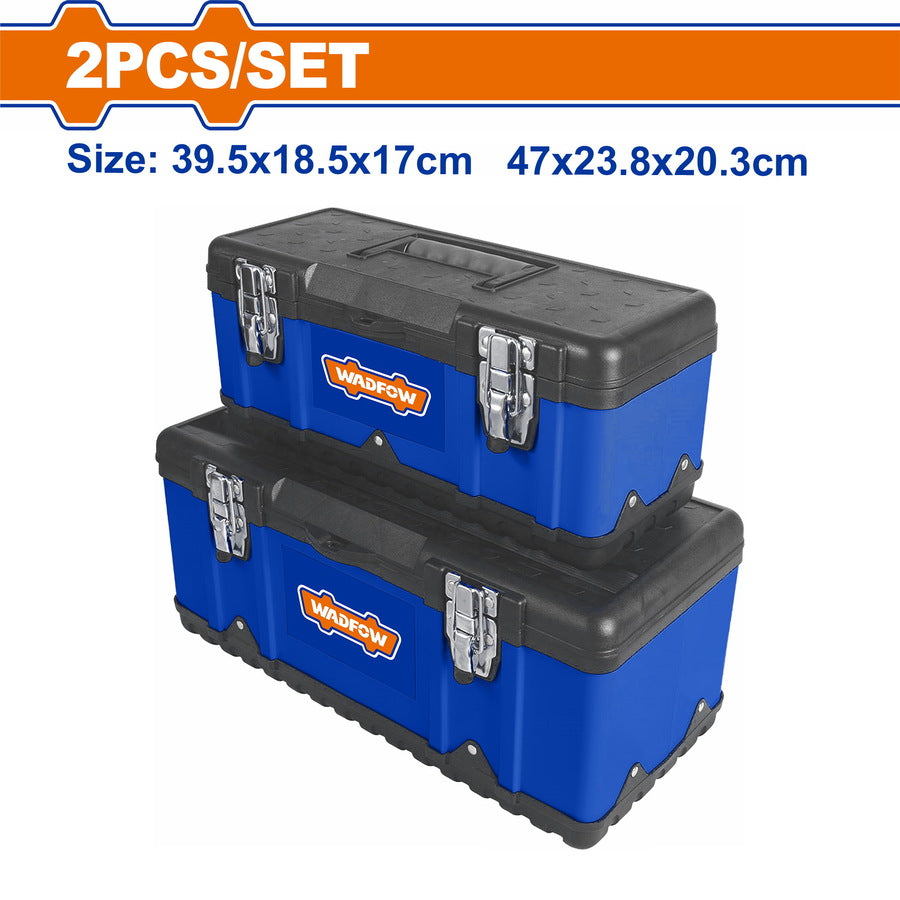 Wadfow 2 Pcs Plastic & Steel tool boxes set WTB6A02