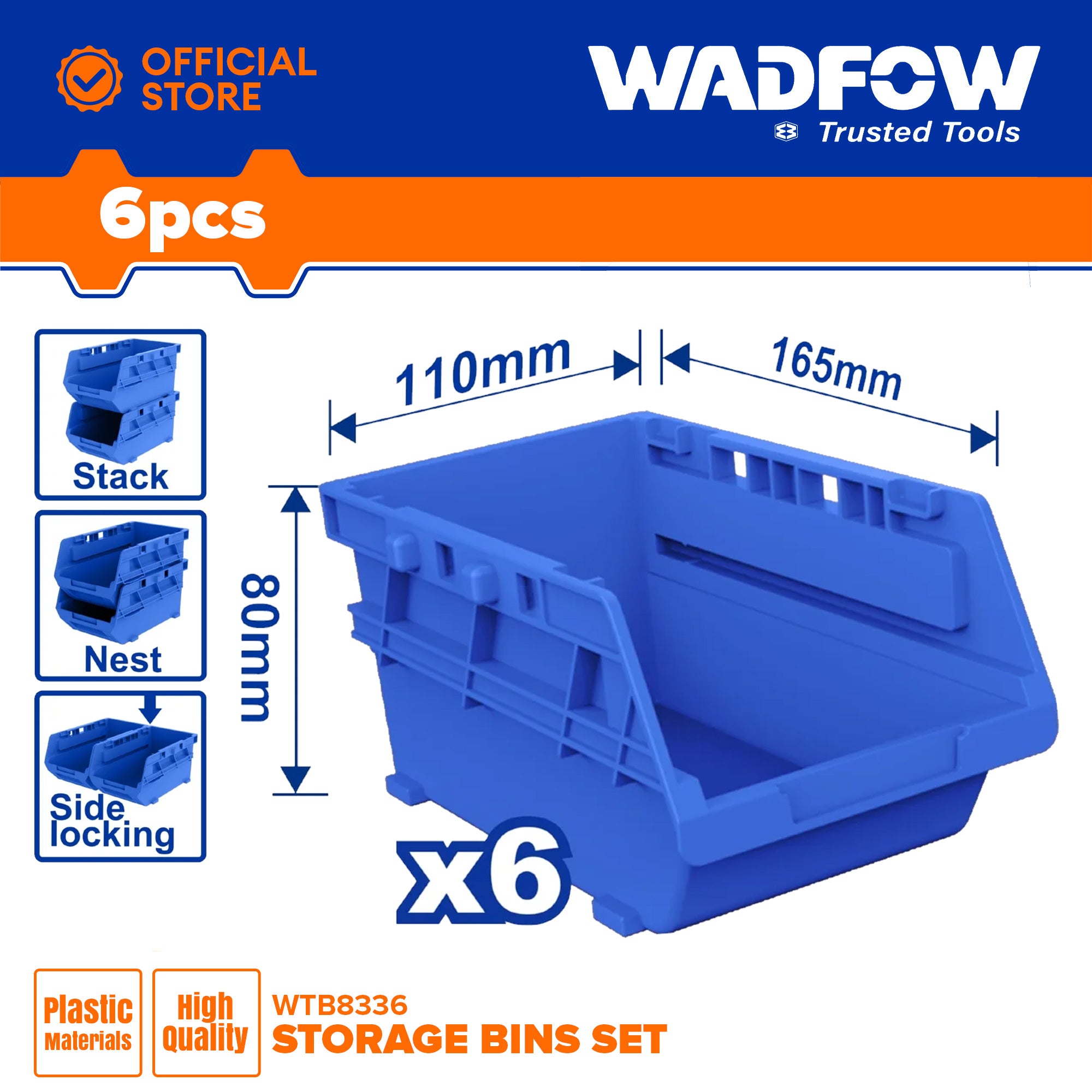 Wadfow 6 Pcs Storage bins set WTB8336