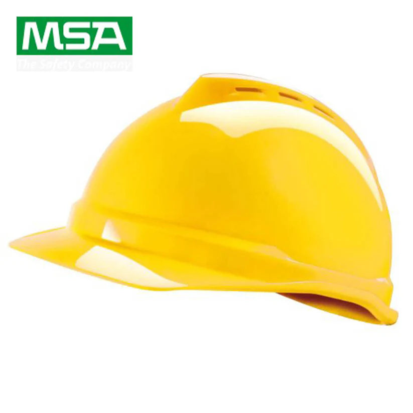 MSA V-Gard Safety Helmet with Wheel Ratchet Ventilated YELLOW