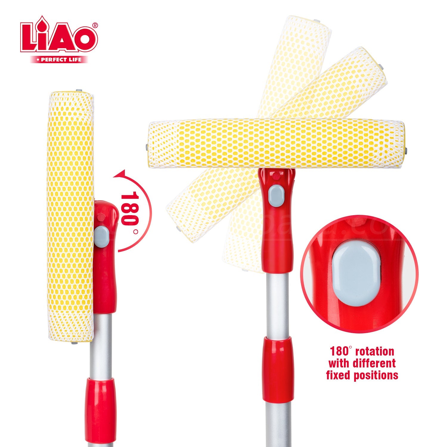 Telescopic 6ft Aluminium Pole Sponge + Squeegee Window Cleaner - LiAo