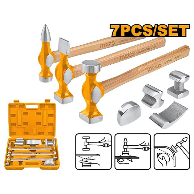 Ingco 7 Pcs Body And Fender Hammer Set  HBAFH0712