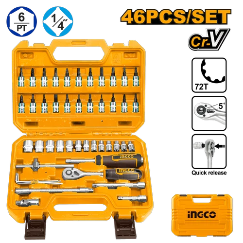 Ingco 46 Pcs 1/4" socket set  HKTS14462
