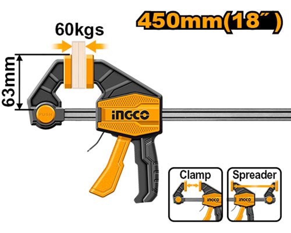Ingco Quick bar clamp 63*450mm HQBC01603