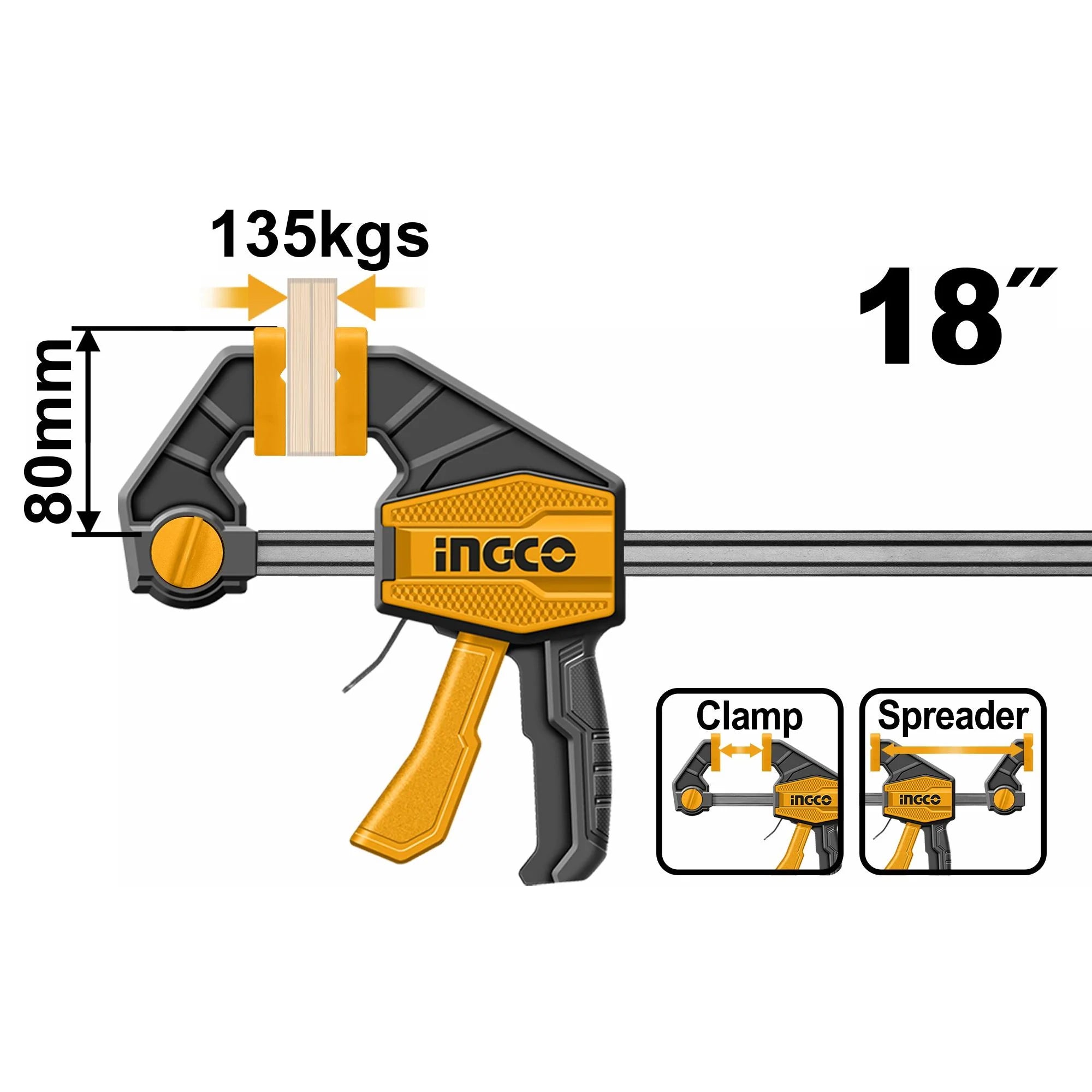 Ingco Quick bar clamp 80*450mm HQBC18801