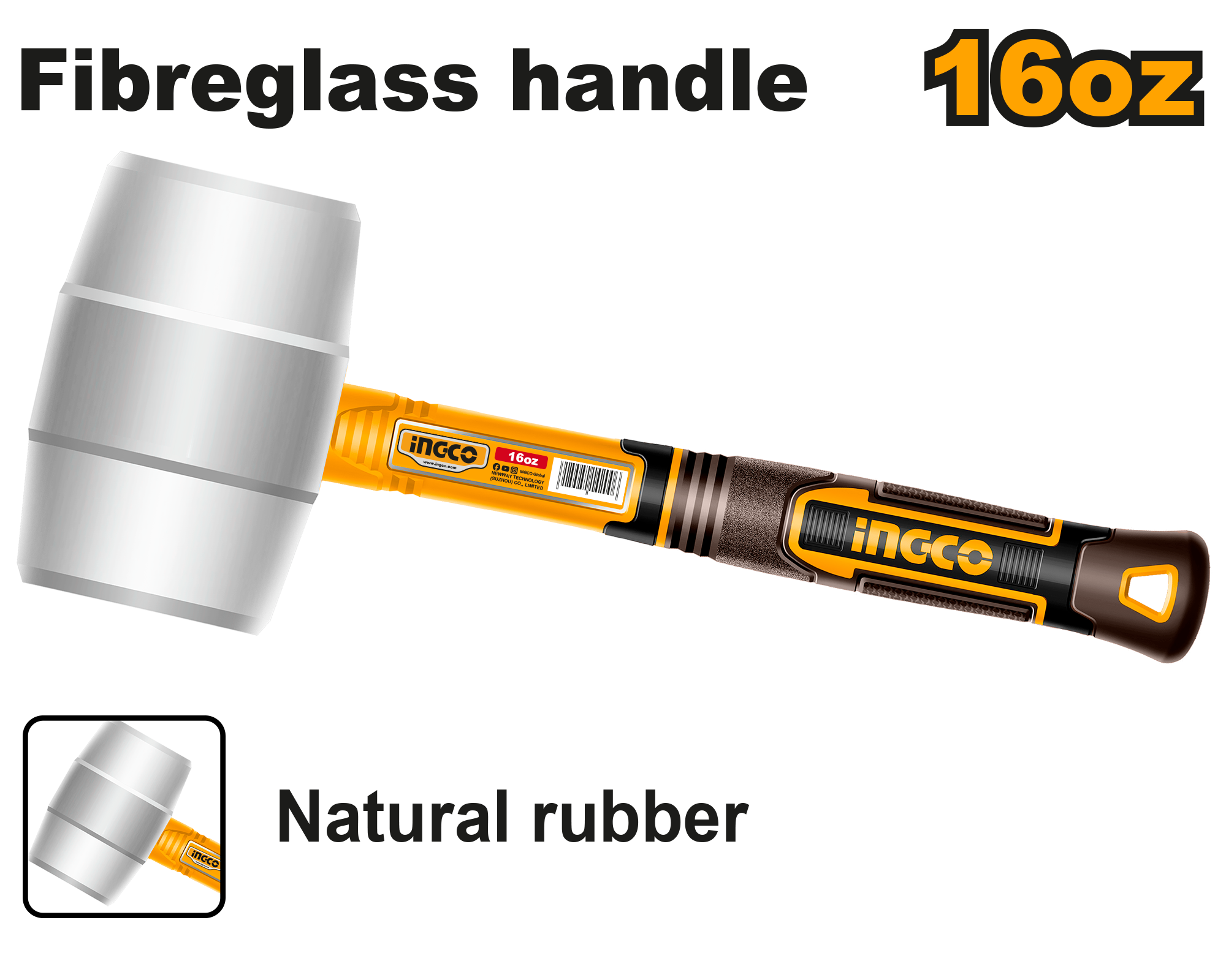 Ingco Rubber hammer 450g HRUH8916