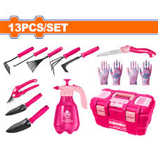 Wadfow 13 Pcs Pink garden tools set WHS5413