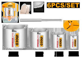 Ingco 6Pcs Carbide gritted hole saw set  HSB4061