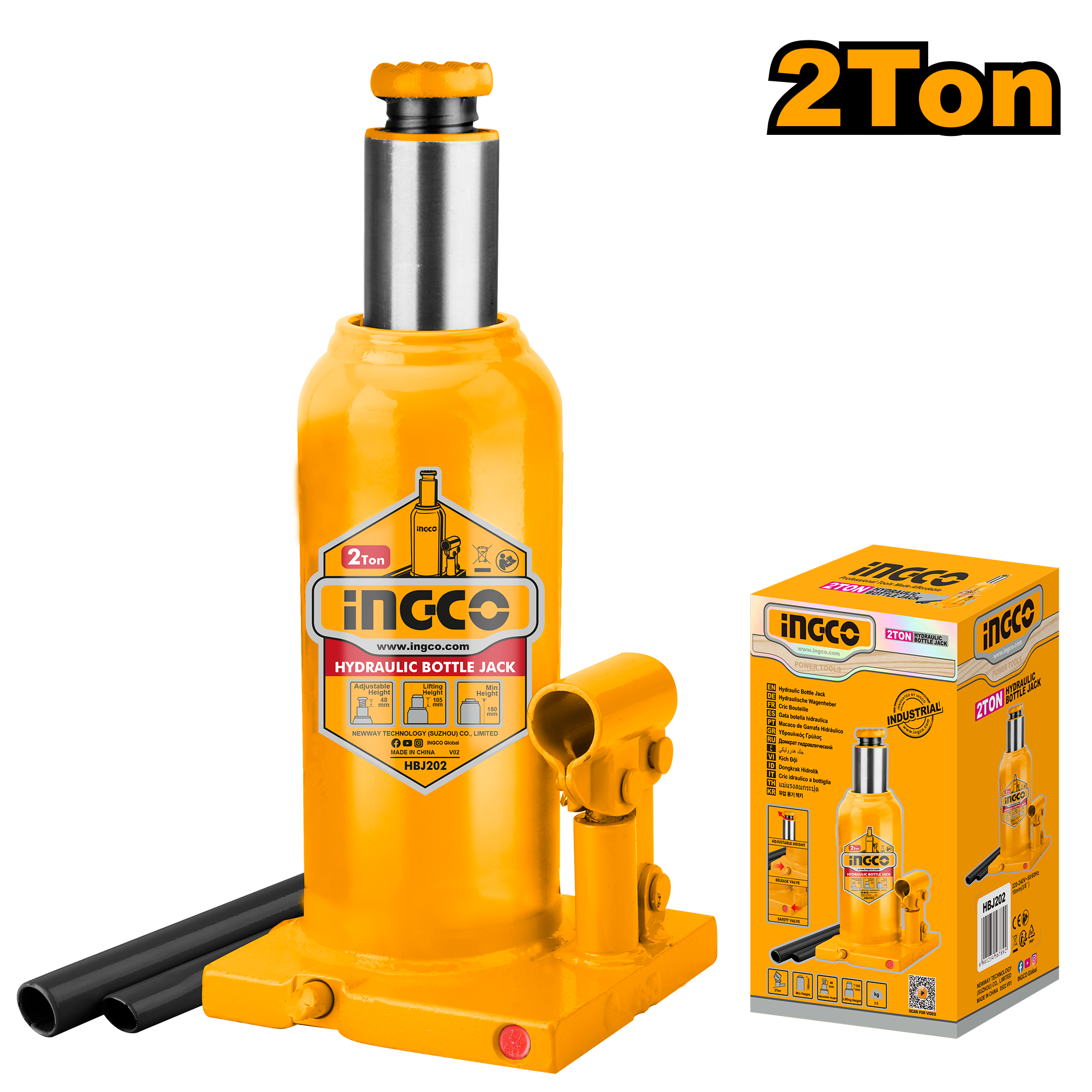Ingco Hydraulic bottle jack 2ton HBJ202