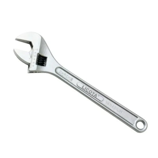 LICOTA MADE IN TAIWAN 8" ADJUSTABLE ANGLE WRENCH SILVER MAT FINISH