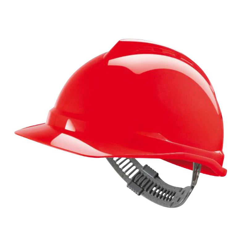 MSA V-Gard Safety Helmet with Wheel Rachet NON Ventilated red