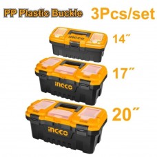 Ingco 3  Pcs Plastic tool boxes set plastic buckle PBXK0301