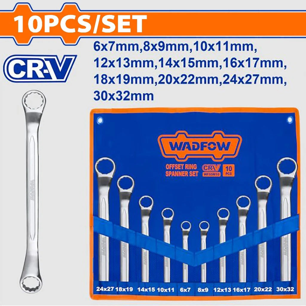 Wadfow 10 Pcs Offset ring spanner set WFS5M10
