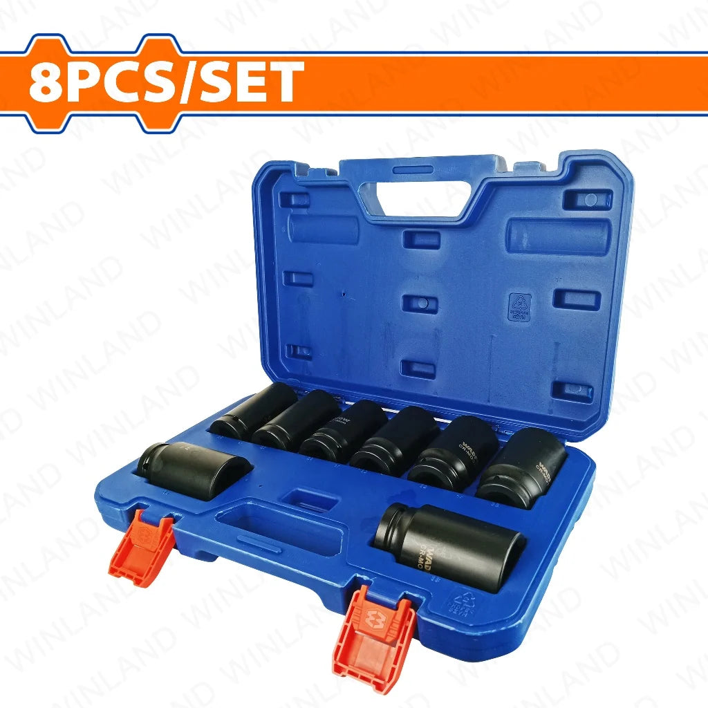 Wadfow 8 Pcs 3/4" Deep Impact Socket Set 26-38mm WMS4D09
