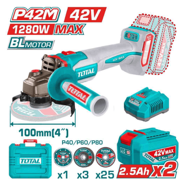 Total 42v Cordless angle grinder TAGLI4128102