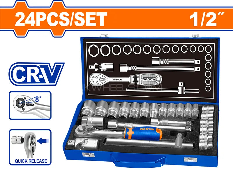 Wadfow 24 Pcs 1/2" socket set WST2L24