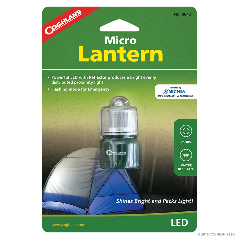 LED Micro Lantern                                                                                     Battery Life: 25 hrs; 50 hrs Flashing.
