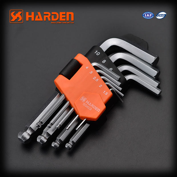 Harden 9Pcs Medium Ball Key Wrench 9pc