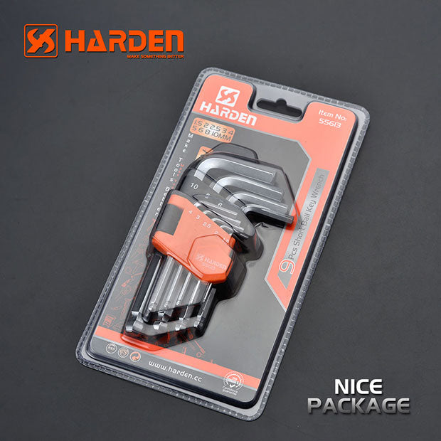 Harden 9Pcs Medium Ball Key Wrench 9pc