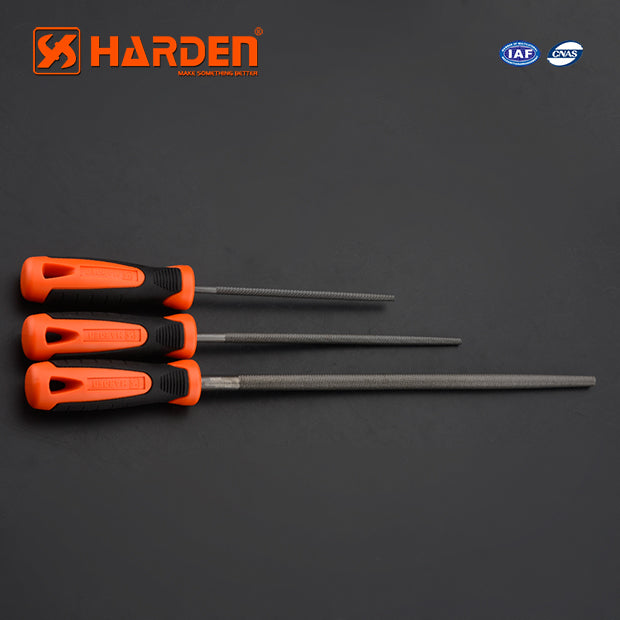 Harden Round second cut file with soft handle 6"