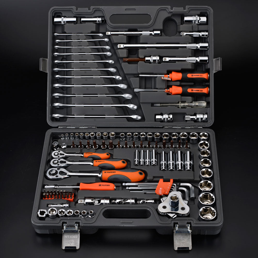 Harden 120+2Pcs 1/2 " &3/8" &1/4 " Dr. Socket set