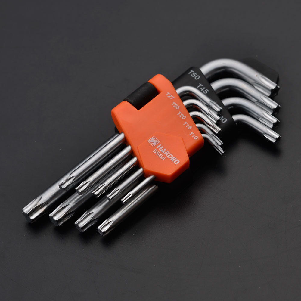 Harden 9Pcs Short Torx Key Wrench Size T10 - T50