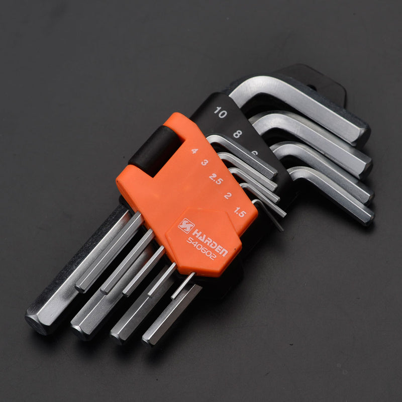 Harden 9Pcs Short Hex Key Wrench Size 1.5 - 10mm
