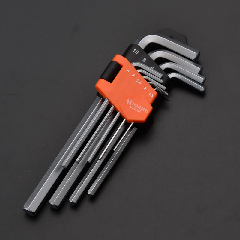 Harden 9Pcs Medium Hex Key Wrench Size 1.5 - 10mm