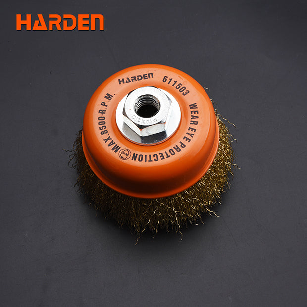 Harden Cup Wire Brush With NutSize75mm  x  M10 x 1.5
