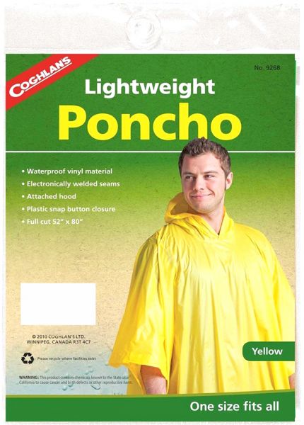 Yellow Lightweight Poncho                                                                      Full cut 52‰۝ x 80‰۝ (132 cm x 203 cm)