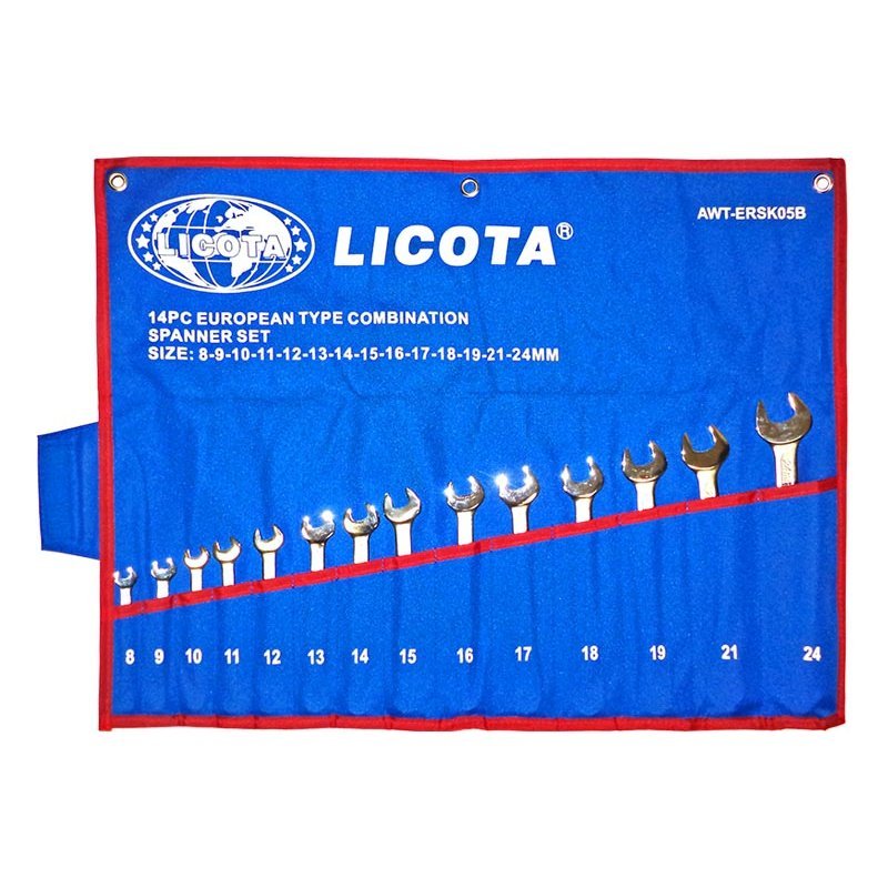 LICOTA MADE IN TAIWAN 14PCS EUROPEAN TYPE COMBINATION WRENCH SET 8-24MM MICRO FINISH