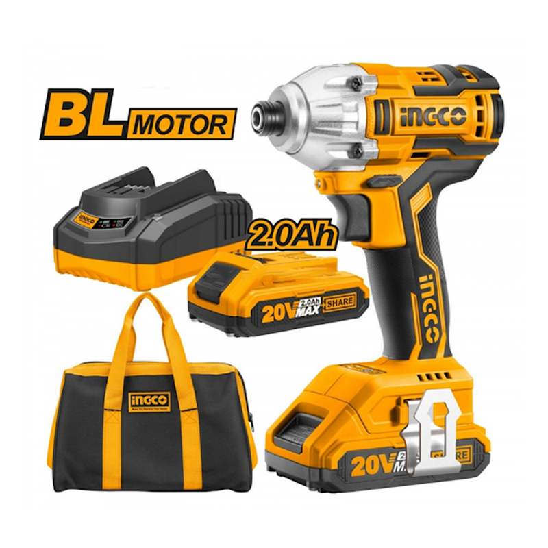 Ingco Lithium-Ion impact driver 20V Brushless Motor with battery and charger CIRLI2002