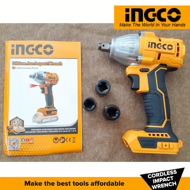 Ingco Lithium-Ion impact wrench 20V Brushless motor without battery and charger CIWLI20020