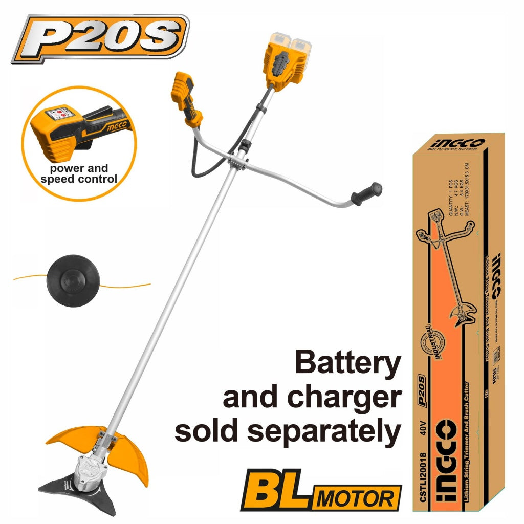 Ingco Lithium String Trimmer And Brush Cutter brushless motor 40V CSTLI20018