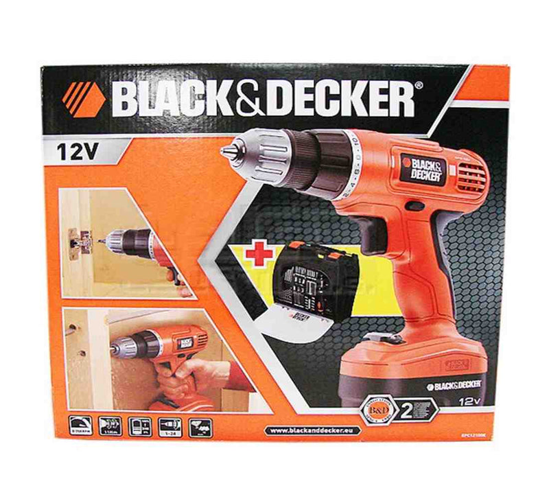 Black & Decker Cordless Drill/Driver 10mm 12V with 100 Accessories